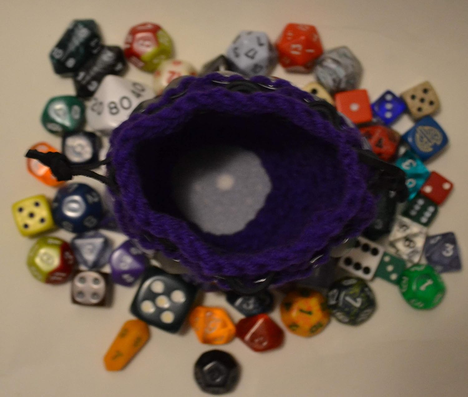 Dice Bag of Almost Holding Purple and Black 4.5" tall, 2+" in circumference image 5