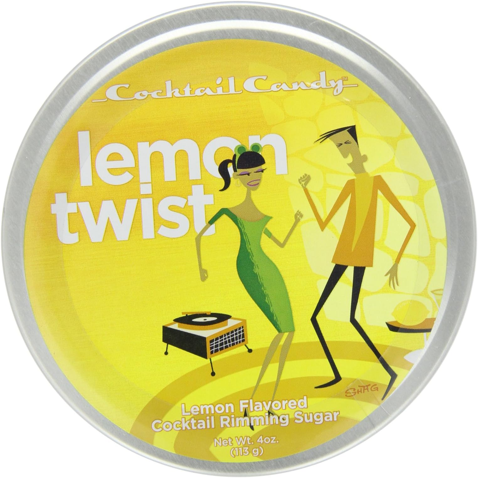Cocktail Candy Cocktail Sugar, Lemon Twist, 4-Ounce Tins (Pack of 3)