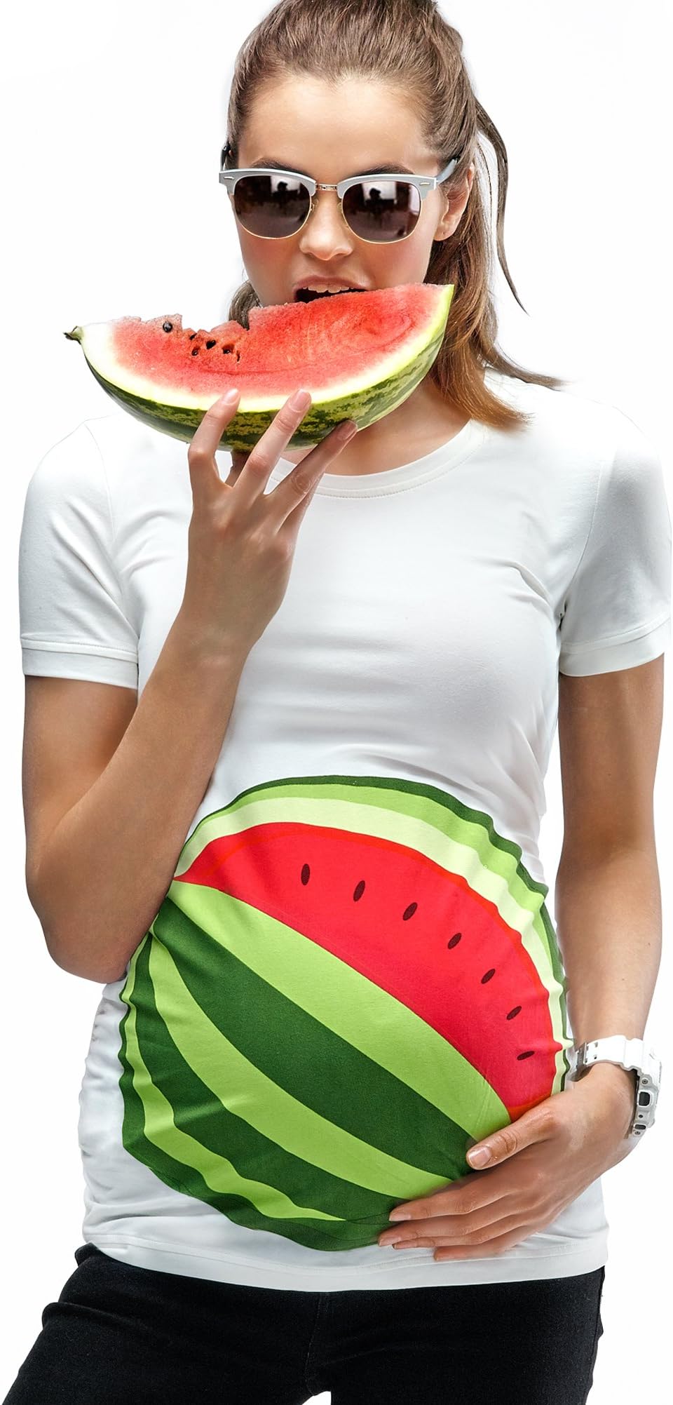 Mamagama Watermelon Bump Maternity T-shirt (Medium)