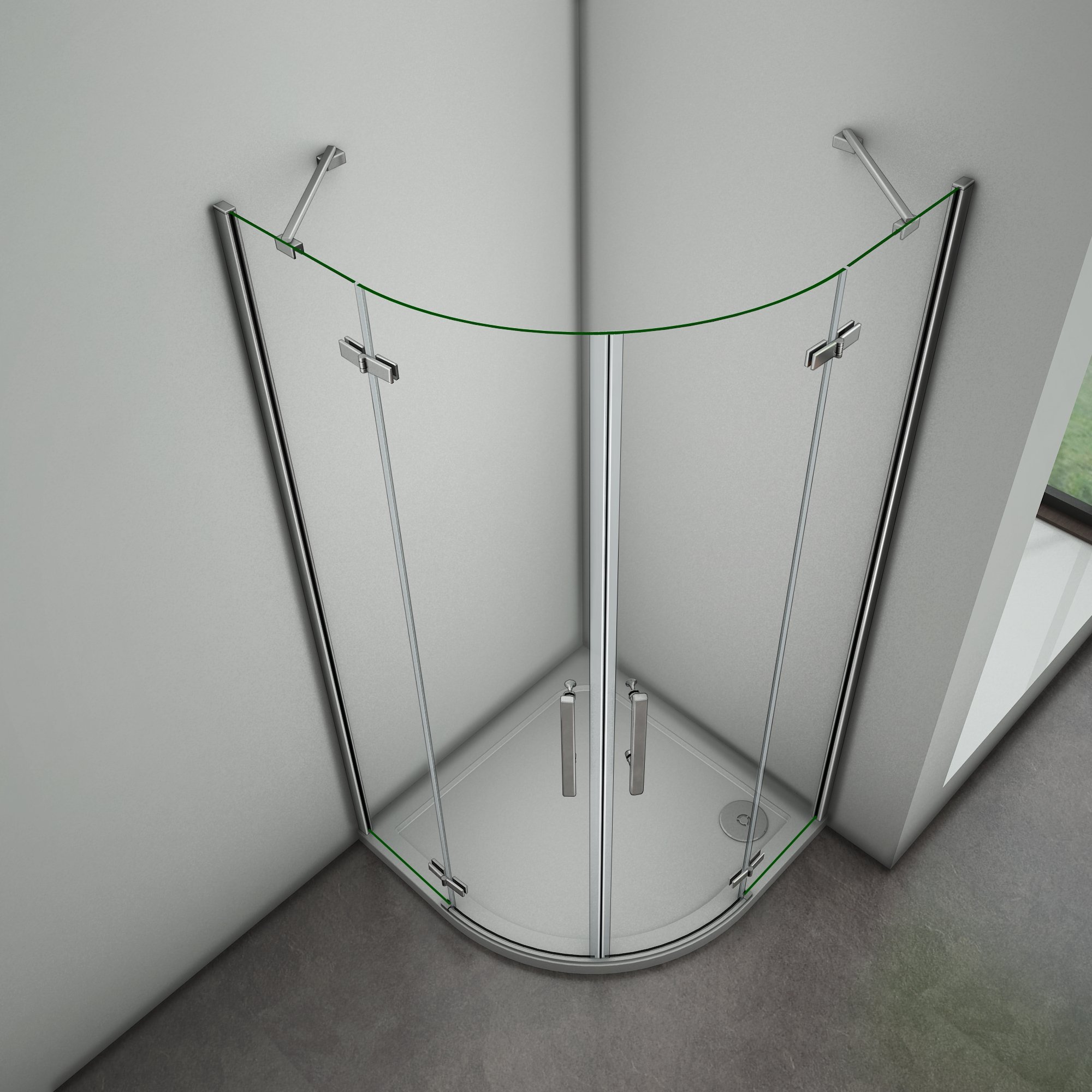 Box Doccia 80x80cm Vetro Alta Semicircolare Porta Battente 195cm