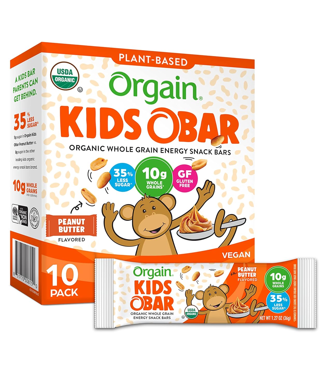 Orgain Organic Kids Energy Bar, Peanut Butter