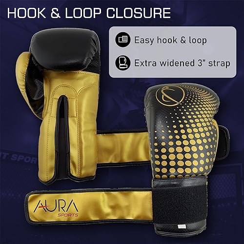 Miniatura 4 de Aura Boxing Gloves Men Women - Heavy Bag Gloves with Foam Padding and Breathable Mesh, Pro Training Muay Thai Gloves, Maximum Protection Kickboxing