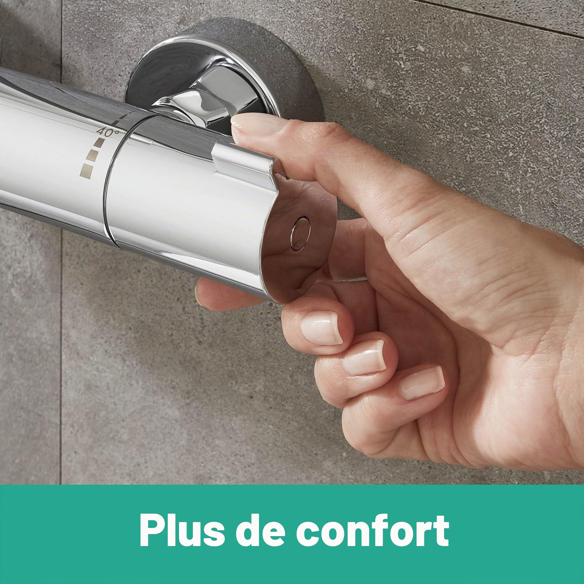 hansgrohe Ecostat 1001 CL - Mitigeur de douche thermostatique, Robinet de douche avec arrêt de sécurité (SafetyStop) à 40°C, Thermostat rond, 1 sortie, Chromé, 13211000