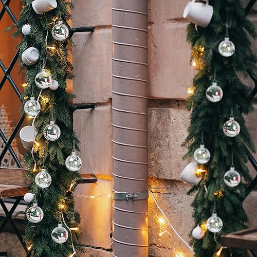 Miniatura 6 de Liliful 12 adornos de cristal de Navidad para manualidades, bolas de vidrio rellenables de 2.36 pulgadas, bombillas colgantes extraíbles para árbol