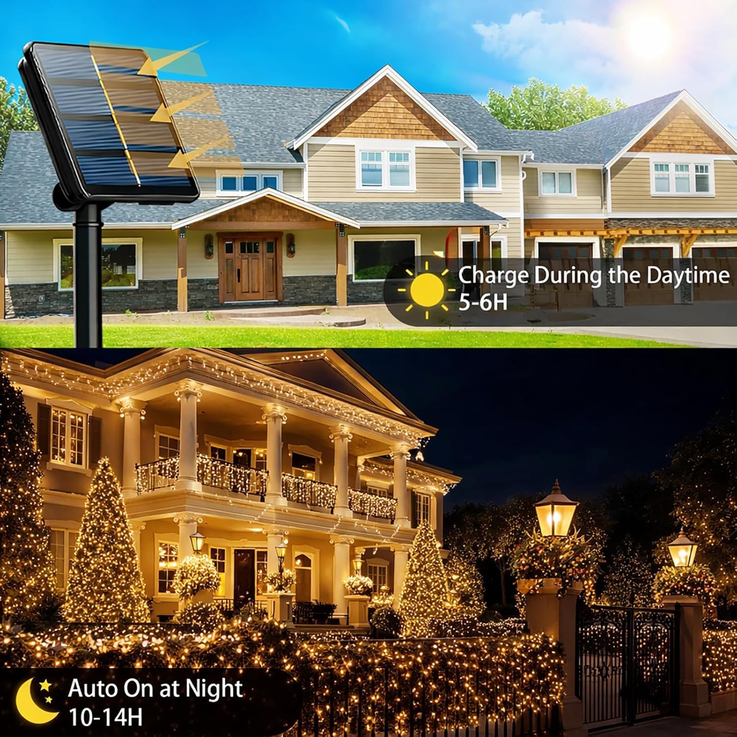 SyouHome 4-Pack Solar Fairy Lights Outdoor, 800 LEDs 264FT Extra-Long Solar String Lights, 8 Modes Waterproof Twinkle Lights for Garden Tree Wedding Party, Warm White