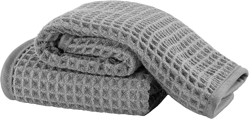 Toalhas faciais de microfibra com trama waffle MICROFI, cinza, 2 unidades