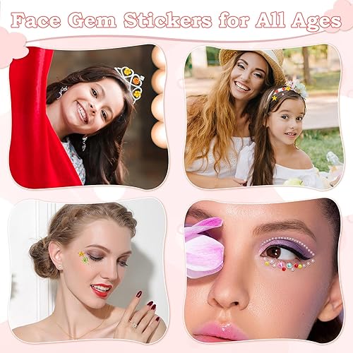 Miniatura 6 de Lezmarket 3200 calcomanías de gemas para manualidades infantiles, 10 hojas de gemas autoadhesivas para manualidades, calcomanías de piedras