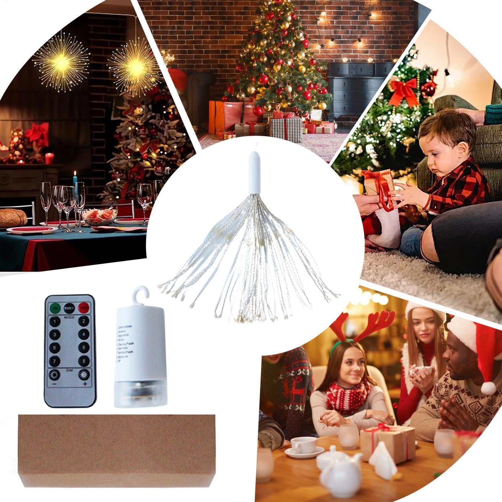 Generico Stringhe di lucine impermeabili, lucine di Natale,Lucine con 8 modelli di lucine - Design con gancio impermeabile per luci di Natale con telecomando per decorazioni festive