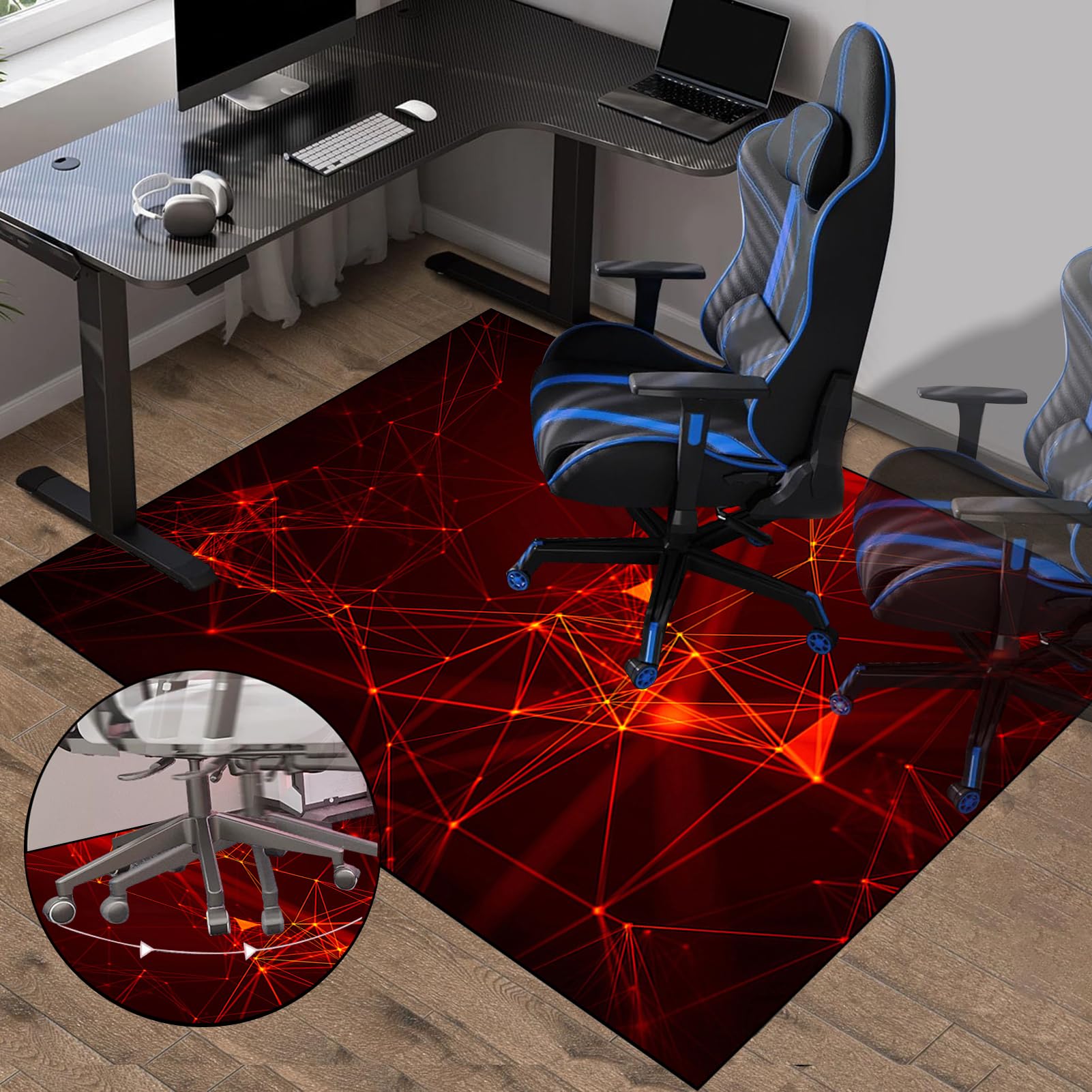Tappetino antiscivolo per sedia da gioco, 120 x 150 cm, protezione per pavimenti duri, ideale per gaming, ufficio e casa, facile da pulire, perfetto per giocatori e professionisti