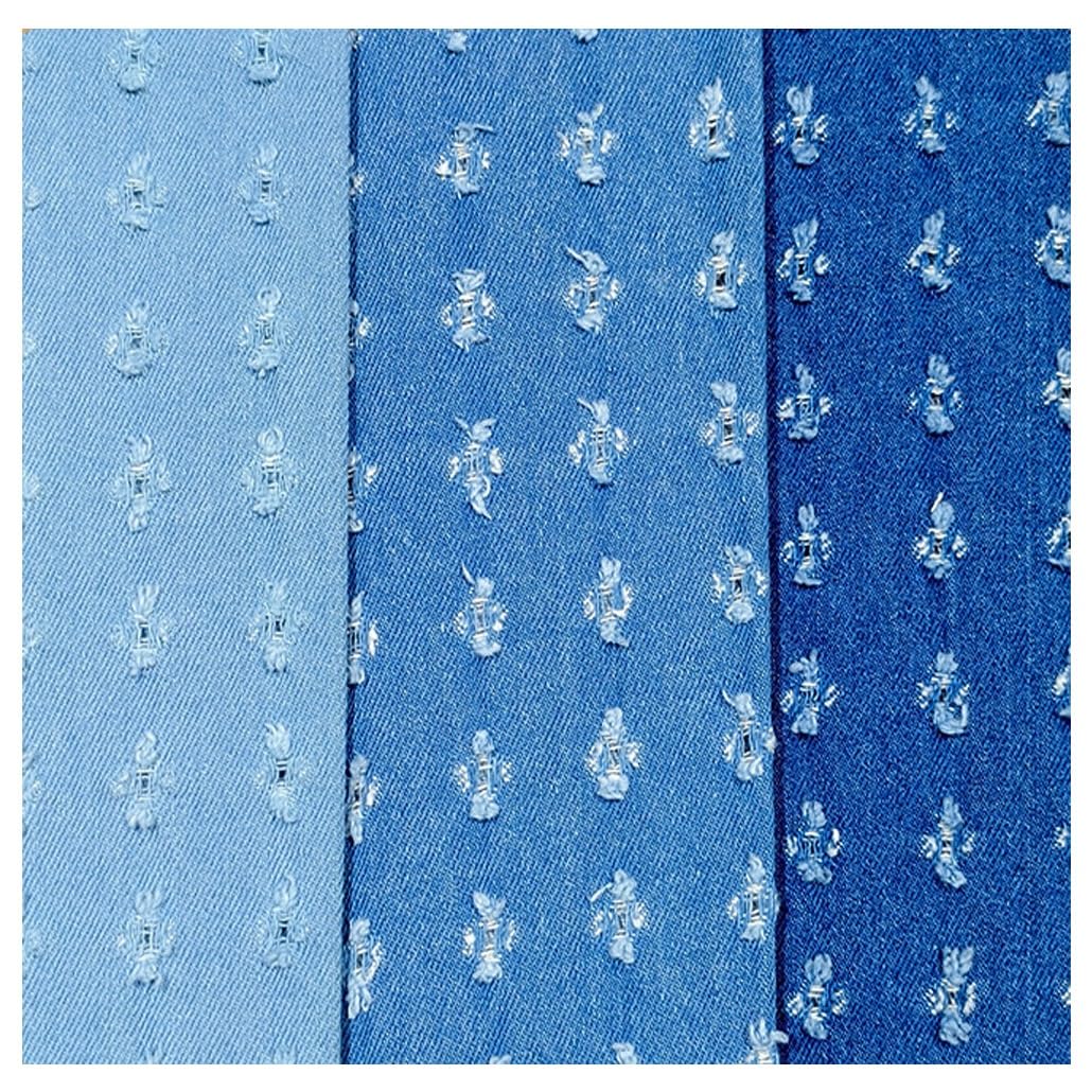 Tissu denim lavé perforé pour coudre des pantalons courts - 6