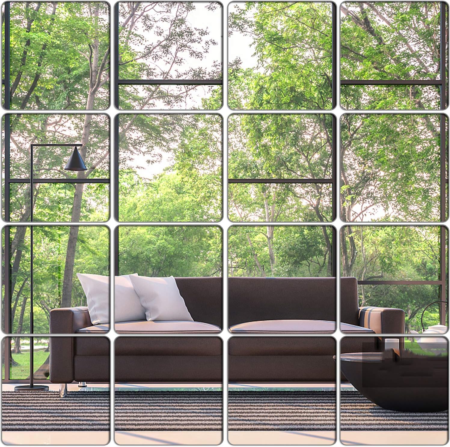 Removable Acrylic Mirror Setting Wall Sticker Decal DIY Modern Decoration for Home Living Room Bedroom Decor (15 pcs 20cmx20cm).