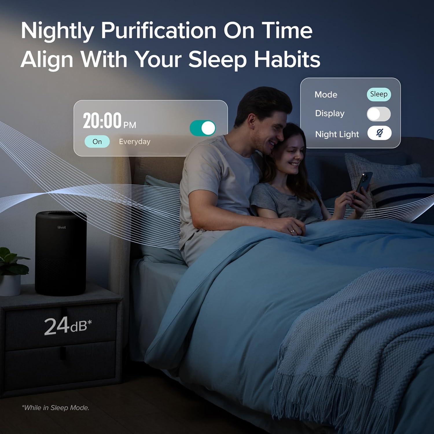 LEVOIT Air Purifier for Home Bedroom, Smart WiFi Alexa Control, Covers up to 916 ft, 3-in-1 Filter with HEPA Sleep Mode for Allergies, Pollutants, Smoke, Dust, 27dB Quiet, Core 200S-P, Black Black WIFI enabled Purifier