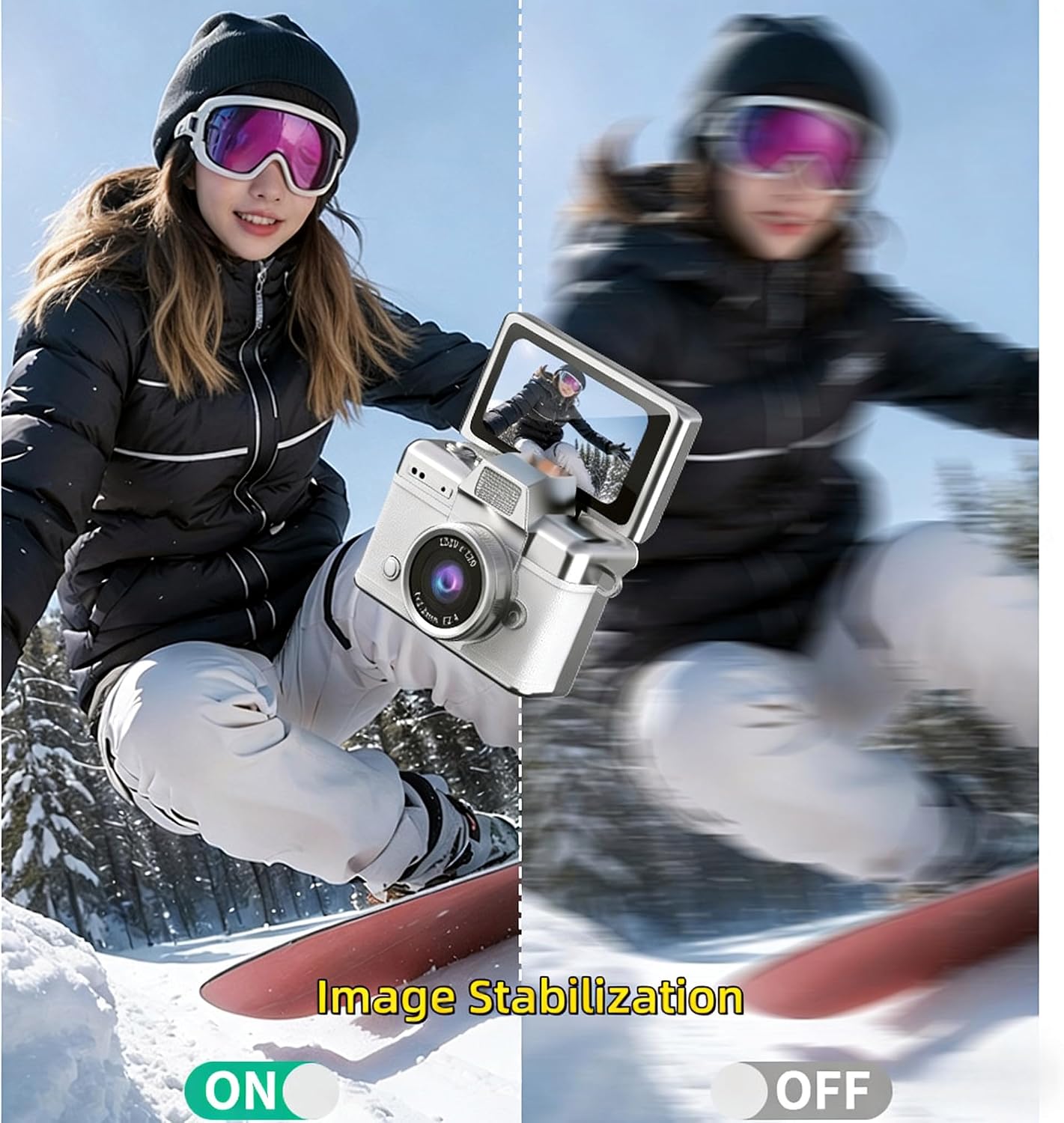 1.47" Flip Screen Mini Camera - 1080P HD, 32GB Card, Built-in Flash, Retro Keychain Camera for Travel, Concerts, Fashion Accessory & Adult Gift (Black)