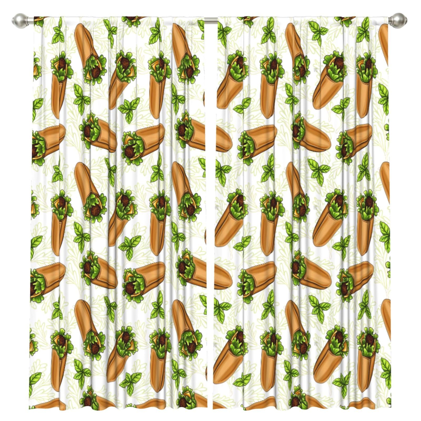 InOmak Vegetable Burrito, 2 Panels Window Curtains 52 x 84 Inch Blackout Curtains for Living Room Bedroom