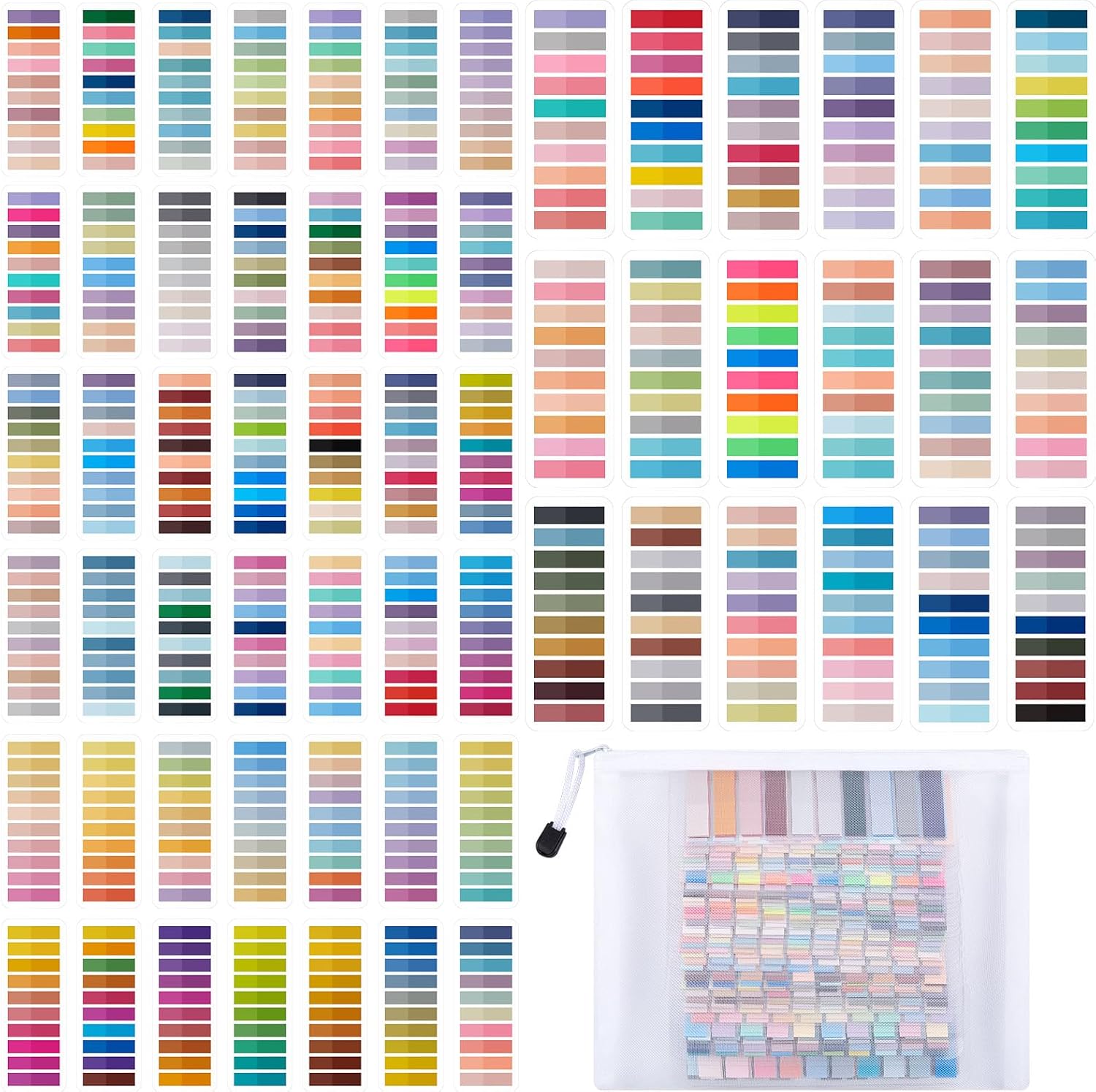 ReliThick 12000 Pcs Sticky Tabs for Books Transparent Sticky Notes with Storage Bag Multicolored Annotation Tabs Writable Page Markers Book Flags Strip for Annotating Reading Supplies Bookish Gift