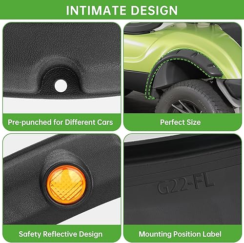 Miniatura 3 de 10L0L Guardabarros delantero y trasero para carrito de golf para Yamaha G14, G16, G19, G22, con herrajes metálicos, juego de 4 (no compatible con