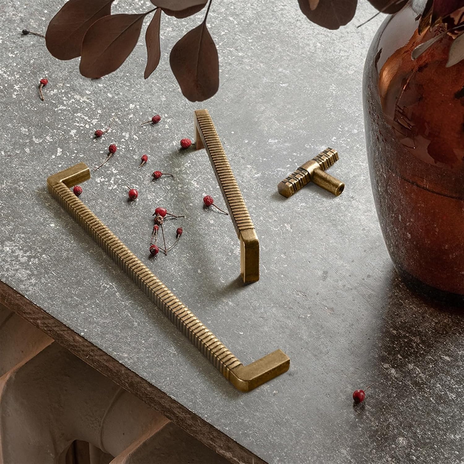 Antique Brass Cabinet Handle Kitchen Furniture Pull Kitchen Cabinet Handles Drawer Knobs T Bar Pull Solid Zinc Alloy Handle 1Pcs (Color : 2203GT-Knob, Size : 6pc)