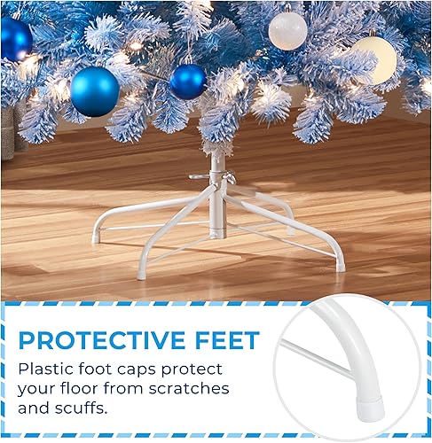 Vista 63 de Yaheetech - Árbol artificial de Navidad con luces incandescentes de color blanco cálido, con flecos nevados, 2084 ramas, 900 luces y soporte Verde