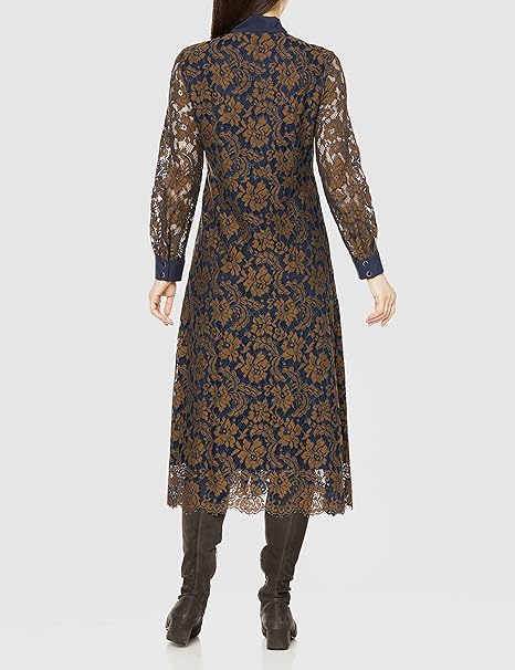 Amazon | [グレースコンチネンタル] 2022AW 配色ﾚｰｽﾎﾞｳﾀｲﾜﾝﾋﾟｰｽ