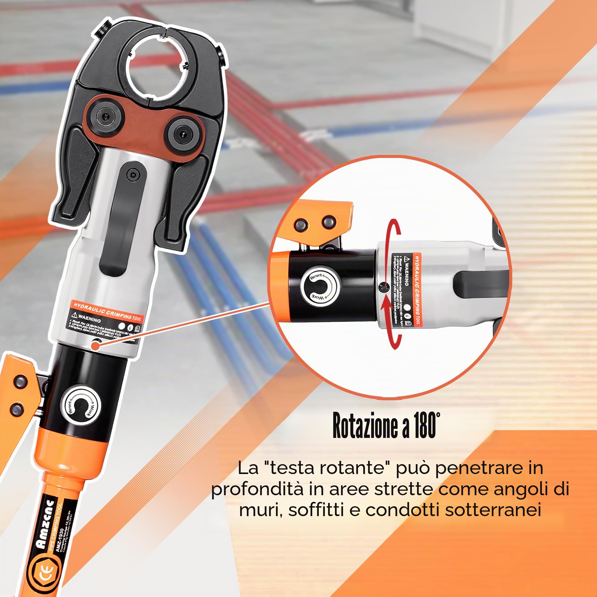 AMZCNC Pinza a pressa professionale (idraulica) con ganasce a pressione, profilo TH 16-20-26-32, per tubi compositi con raccordi del contorno TH, inserti a ganasce TH16, TH20, TH26, TH32 con