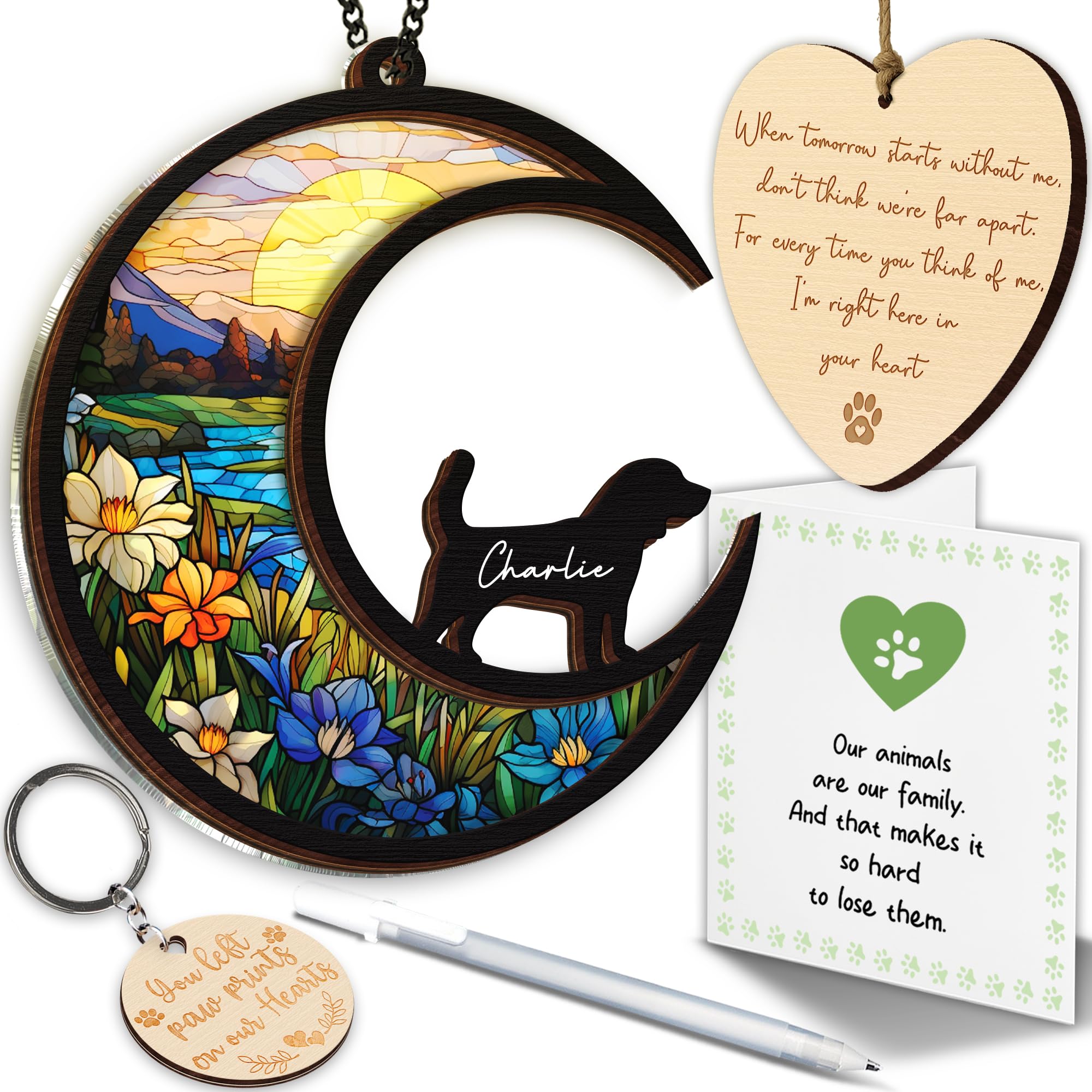 6'' Beagles Memorial Suncatcher, Personalized Name Breed, Pet Ornament Window Car Hanging, Sympathy Gift for Loss of Pet, Passed Away Remembrance Gift