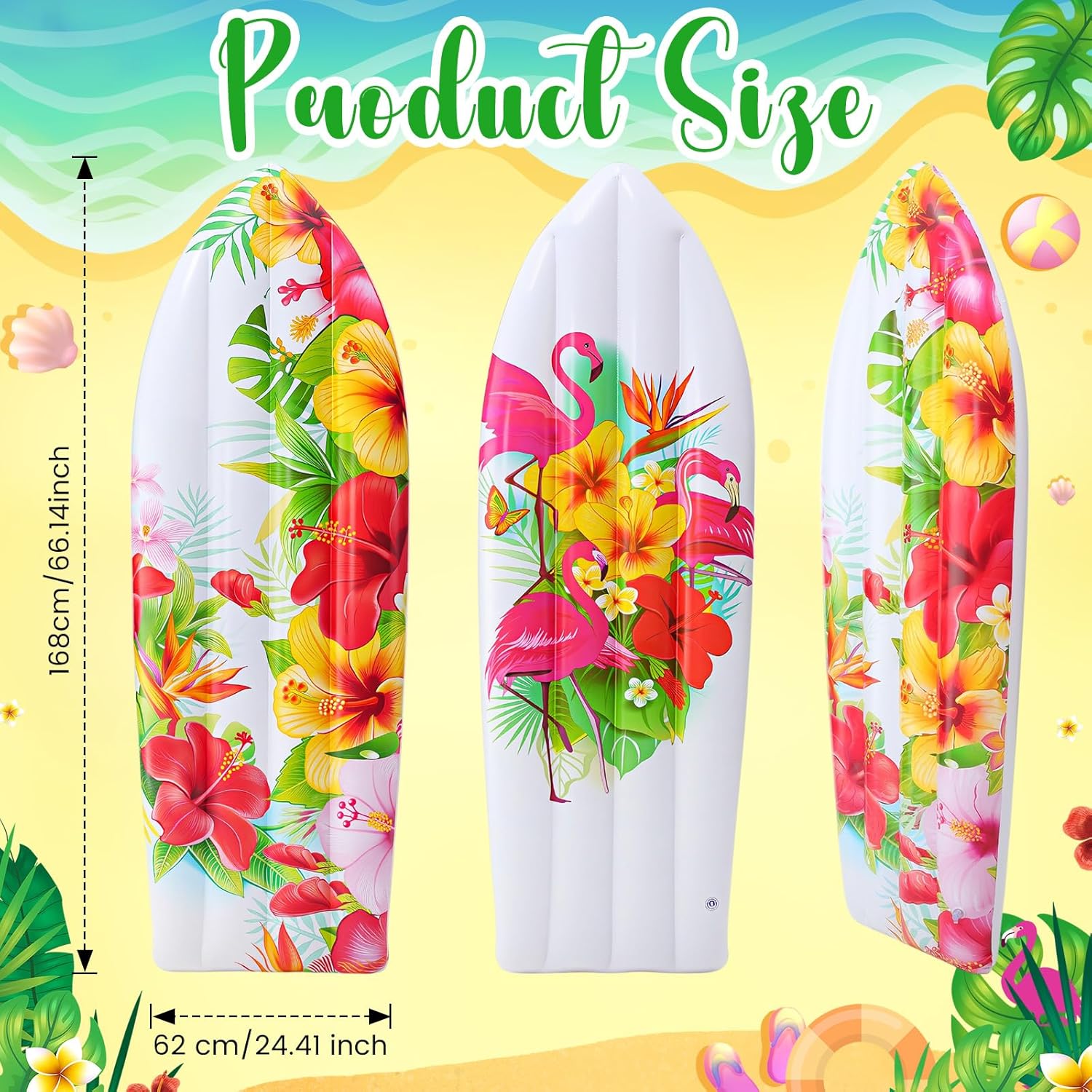 Soulchen 2 Pcs 5.5ft Inflatable Surf Board Inflatable Pool Surfboard for Beach Tropical and Luau Party Decorations for Summer Hawaiian Surfing Party Decoration