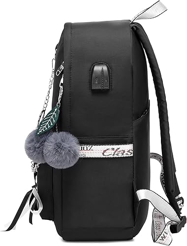 Miniatura 4 de Spotted Tiger Mochila escolar para niñas, mochila escolar, mochila para libros, linda mochila de viaje para adolescentes, niñas y mujeres, Negro -,
