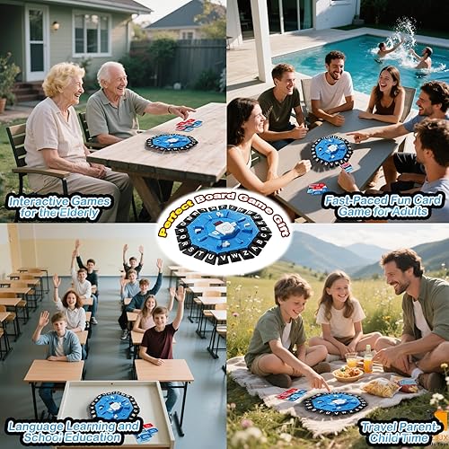 Miniatura 8 de Juego de Palabras Juegos de Mesa Familiares para Niños y Adultos con 2 Modos, 220 Categorías de Temas 24 Letras para Juegos de Presión, Juego de Azul