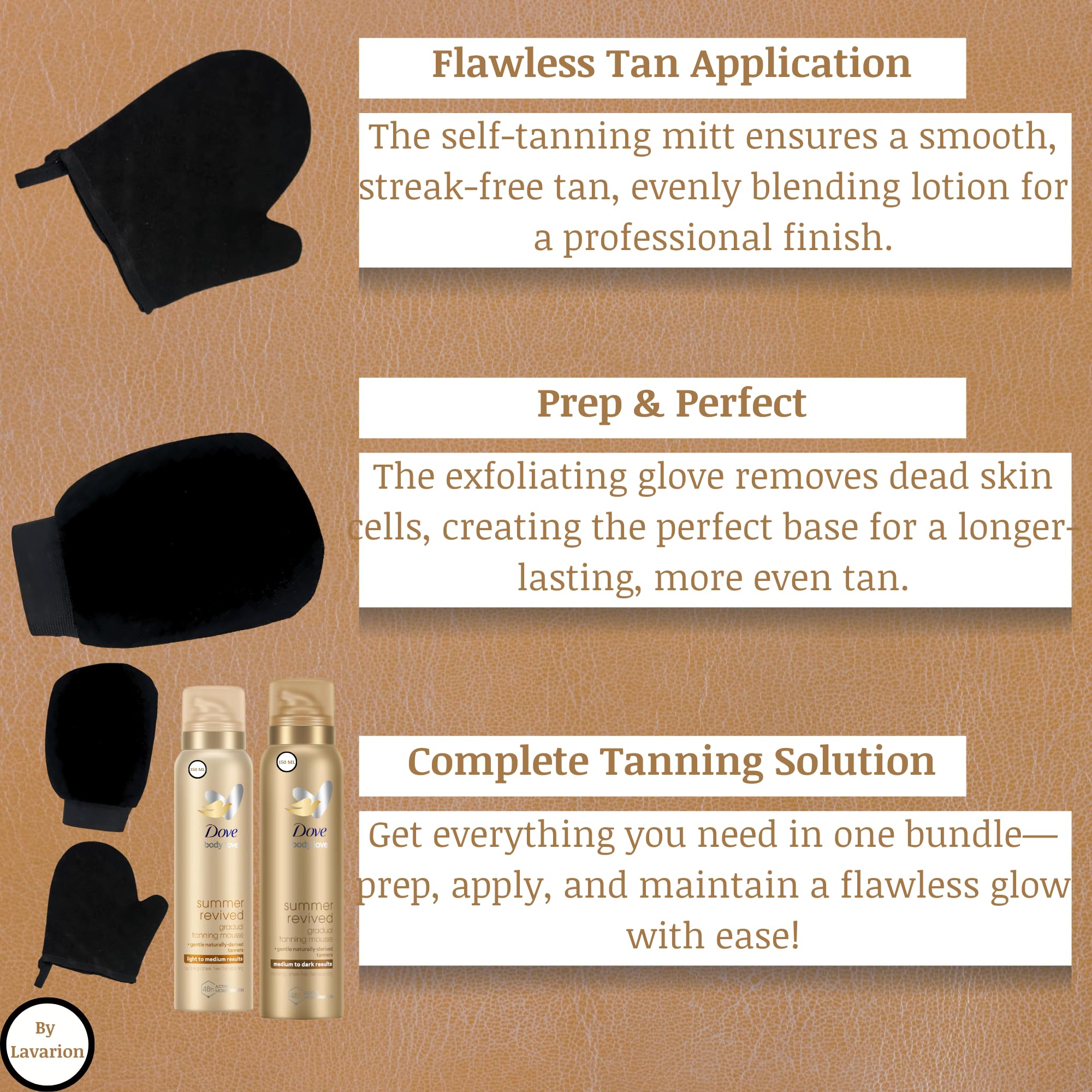 Dove Gradual Tanning Mousse Bundle, Light to Medium Tan 150ml & Medium to Dark Tan 150ml - Image 4