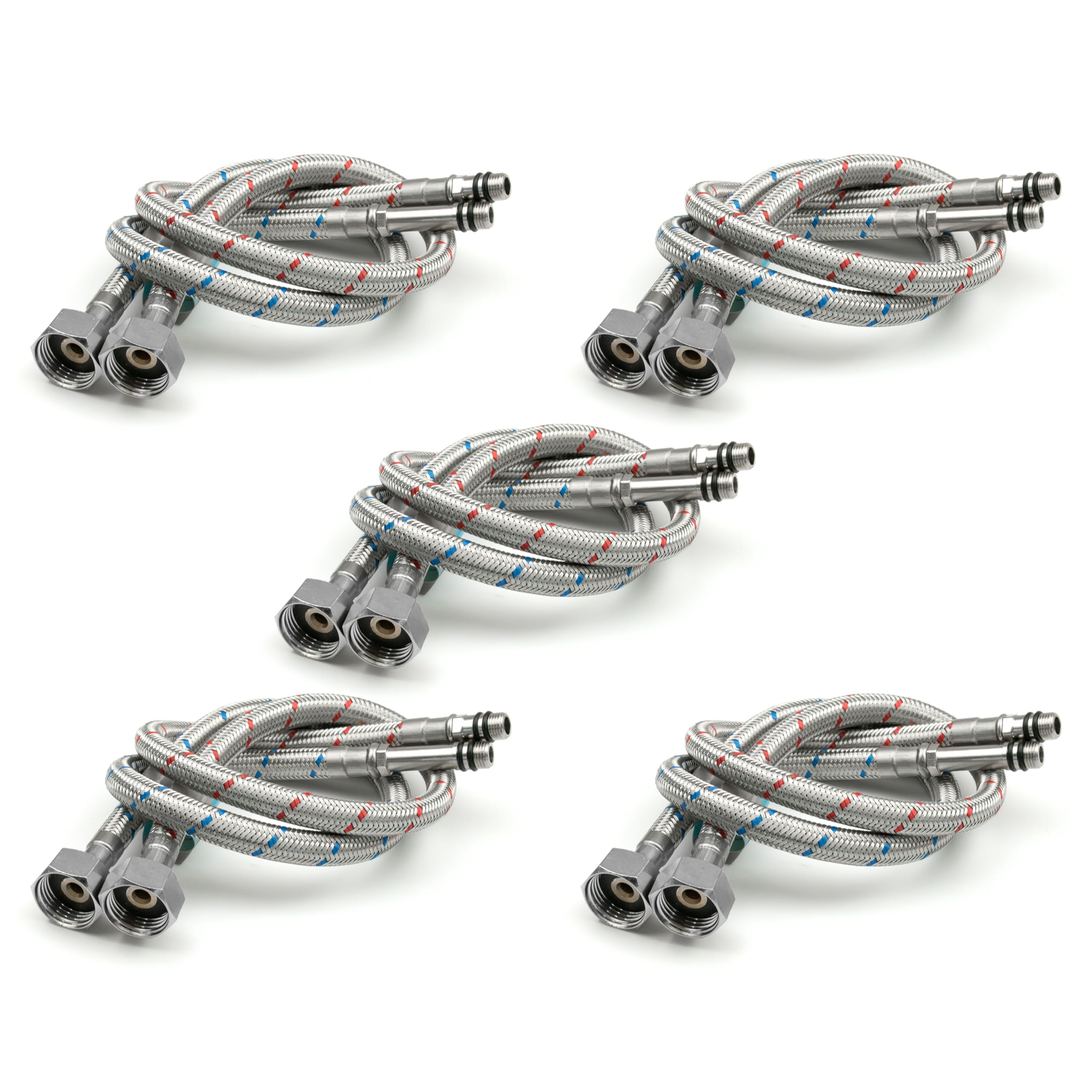 2 conectores flexibles M10 (10 mm) x 1/2 pulgada BSP (500 mm), tubos flexibles de repuesto para calderas, fregaderos y lavabos, mangueras trenzadas de acero inoxidable sin óxido, corrosión