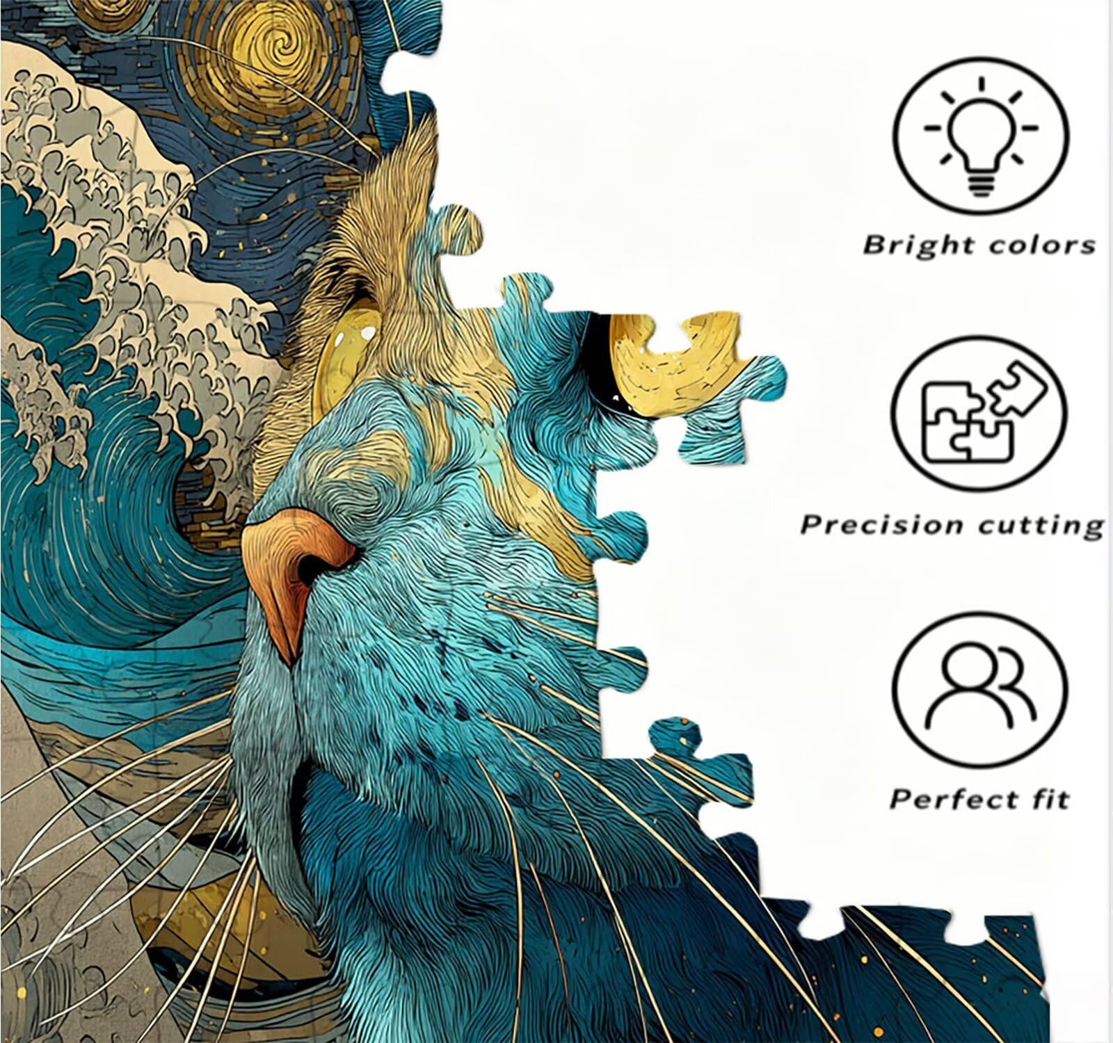 R2KH-573 puzzle dla dorosłych, kot, niebieskie, puzzle, wyzwania rodzinne, do samodzielnego wykonania, puzzle, gry zręcznościowe, dla dorosłych, wyzwania