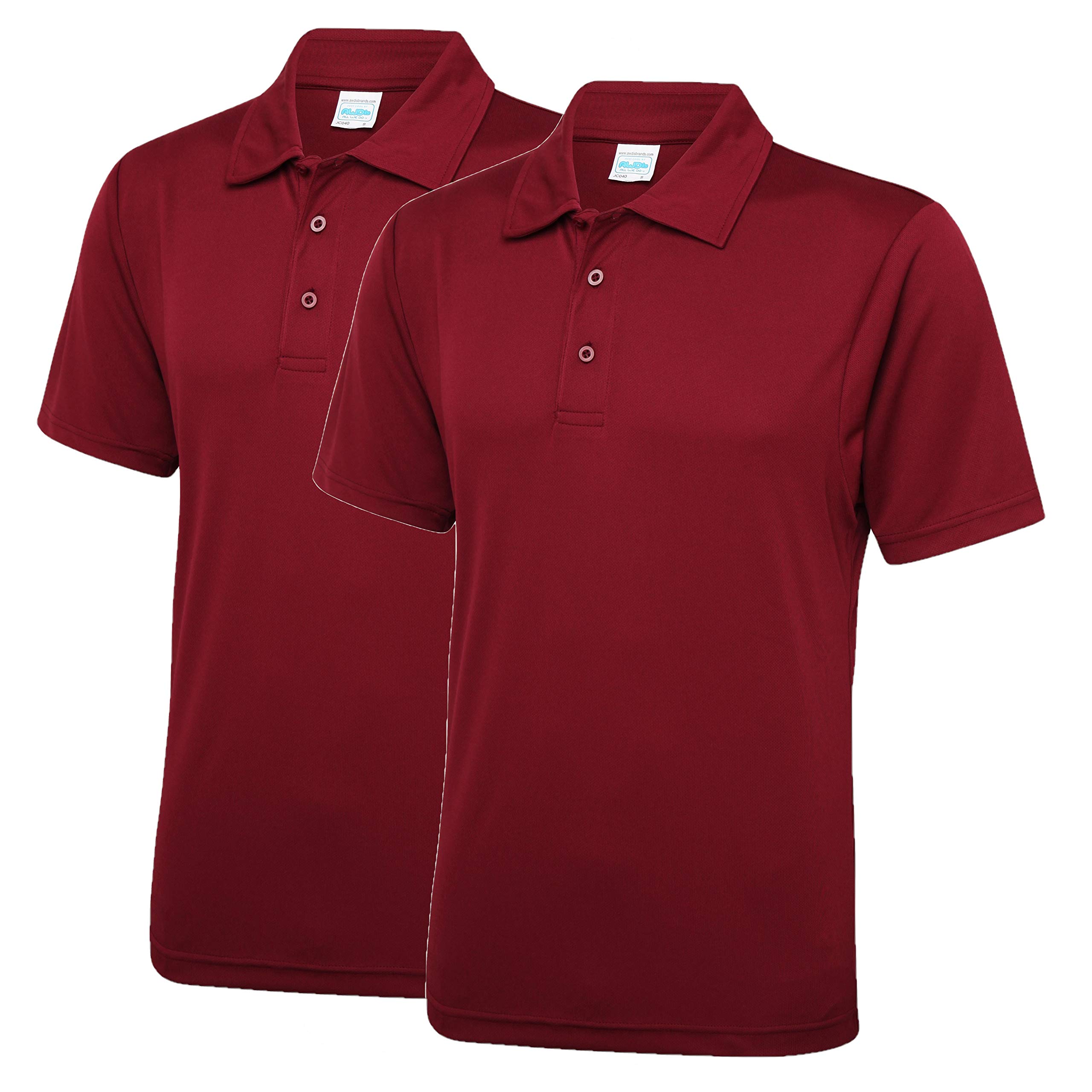 AWDis Just Cool JC040 Cool Polo Shirt 2 Pack - Burgundy - X-Large