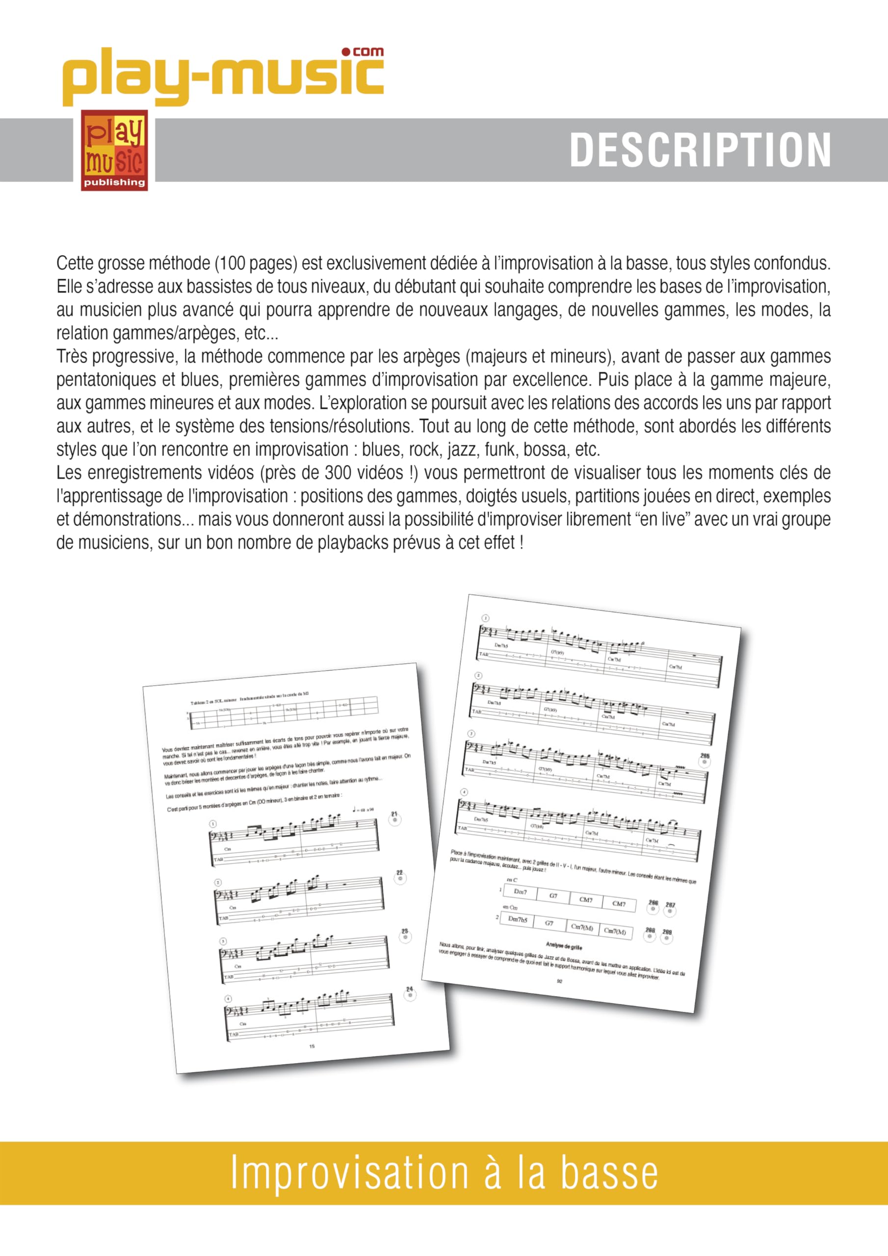 Pascal Sarfati: Improwizacja à la basse: Gitara basowa: Nauczyciel instrumentalny