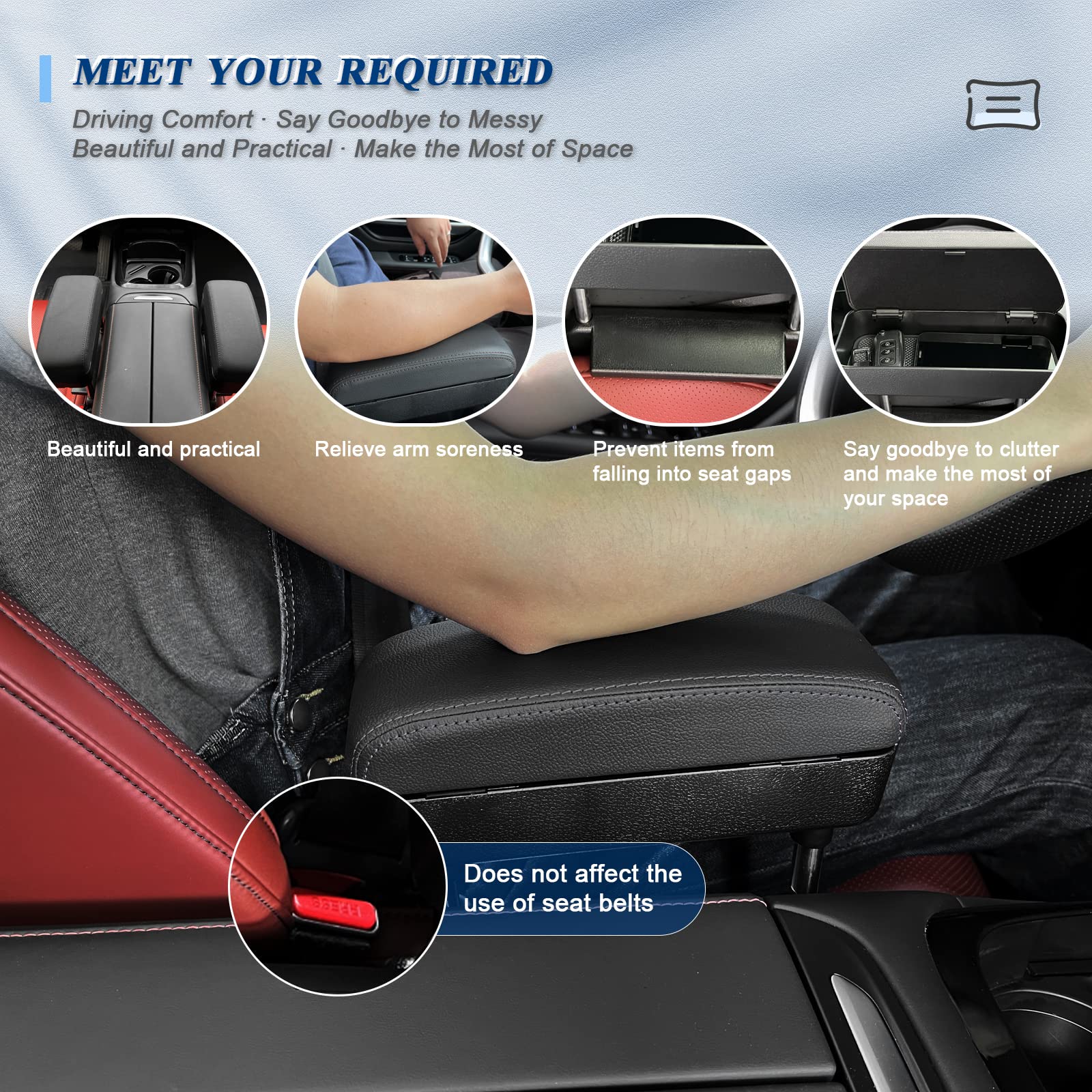 BIBIBO Supporto per gomito auto, contenitore universale per seggiolino auto, bracciolo centrale universale, organizer per auto, bracciolo per sedili auto, organizer per console centrale per braccioli