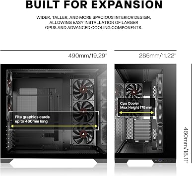 KEDIERS PC CASE ATX 5 Fans Pre-Installed, Type-C Mid Tower Computer Case with Full-View Dual Tempered Glass, Gaming PC Case,420mm Radiator Support,Black,K4(MAX)