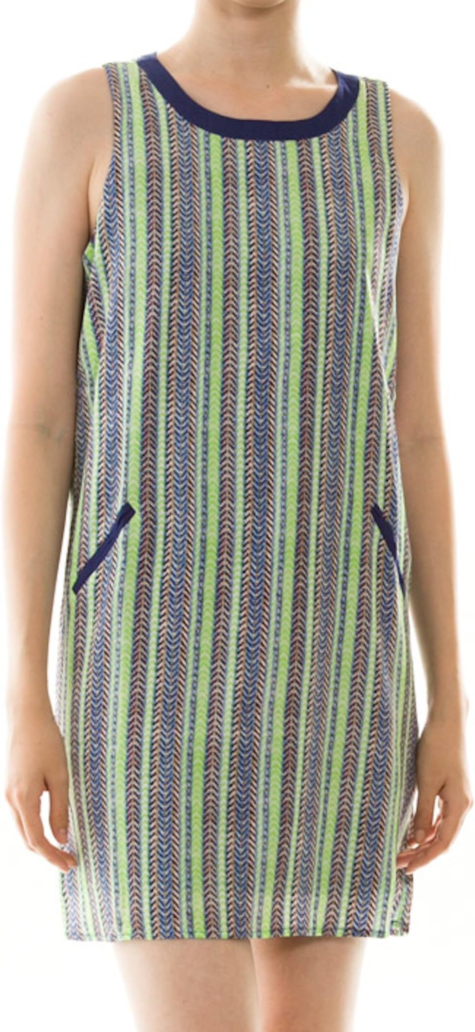 Hello Miss Abstract Stripe Chevron Sleeveless Shift Dress Size Small