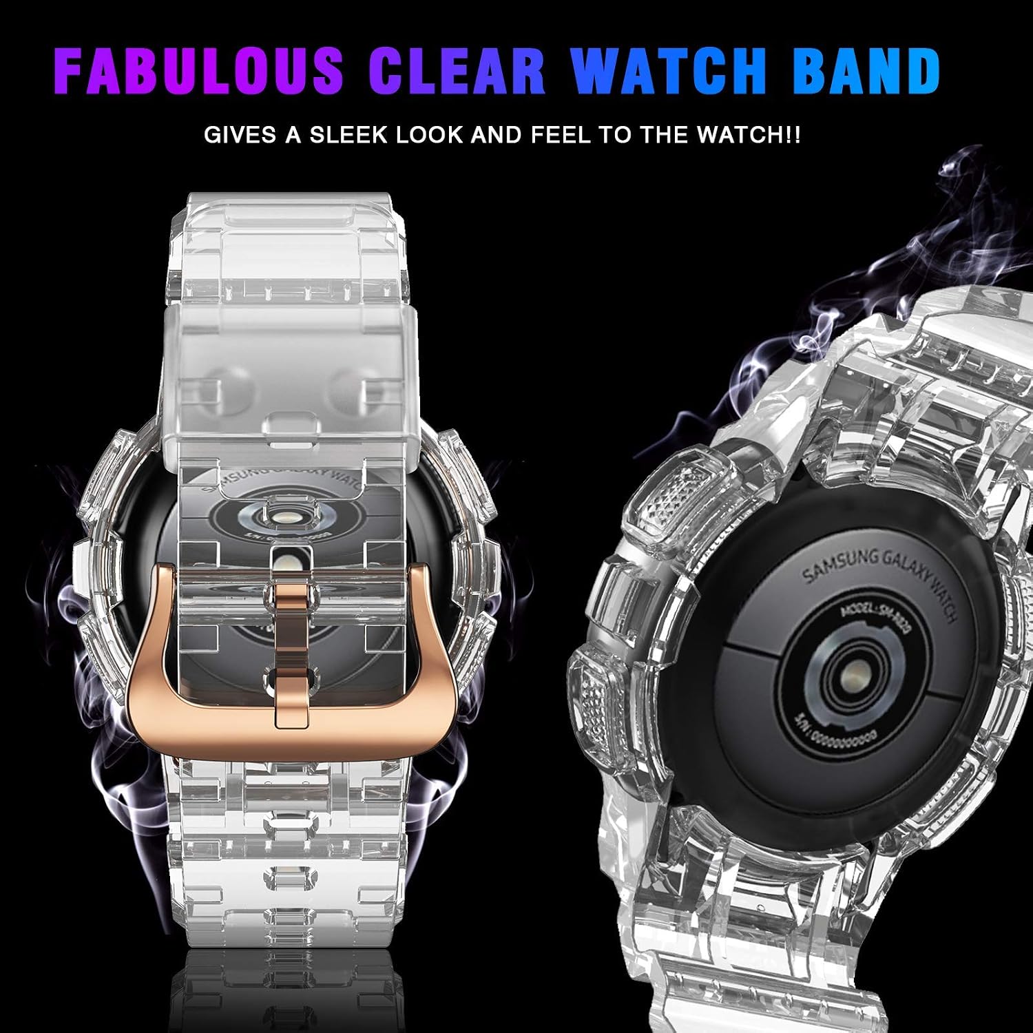 ANCOOL Compatible with Galaxy Active 2 40mm Band, Clear Watch Band with Protective Case Replacement for Samsung Galaxy Active 2 40mm Smartwatch (Clear)