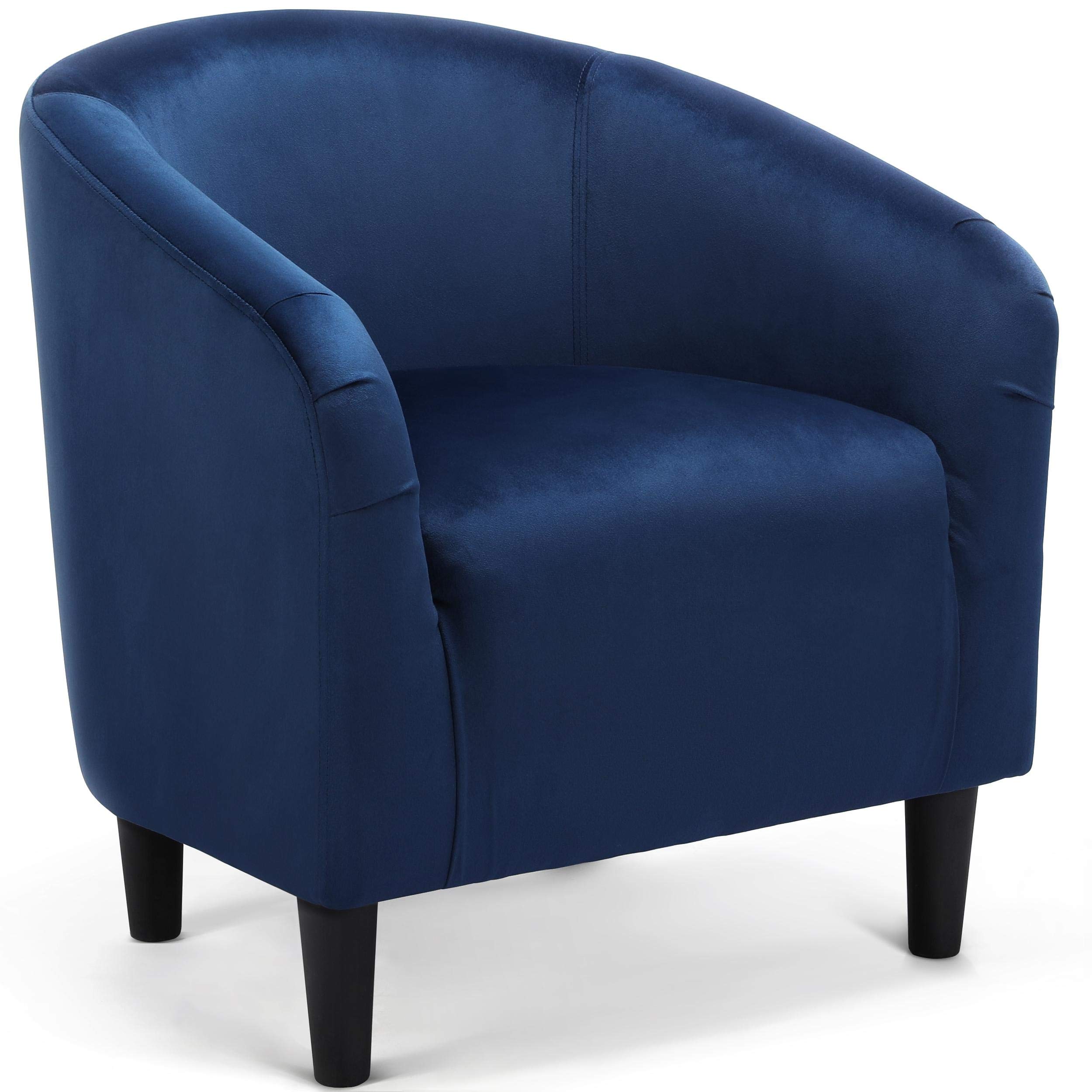 YAHEETECH Velvet Club Chair Accent Arm Chair Upholstered Barrel Chair with Armrest for Living Room Bedroom Navy Blue