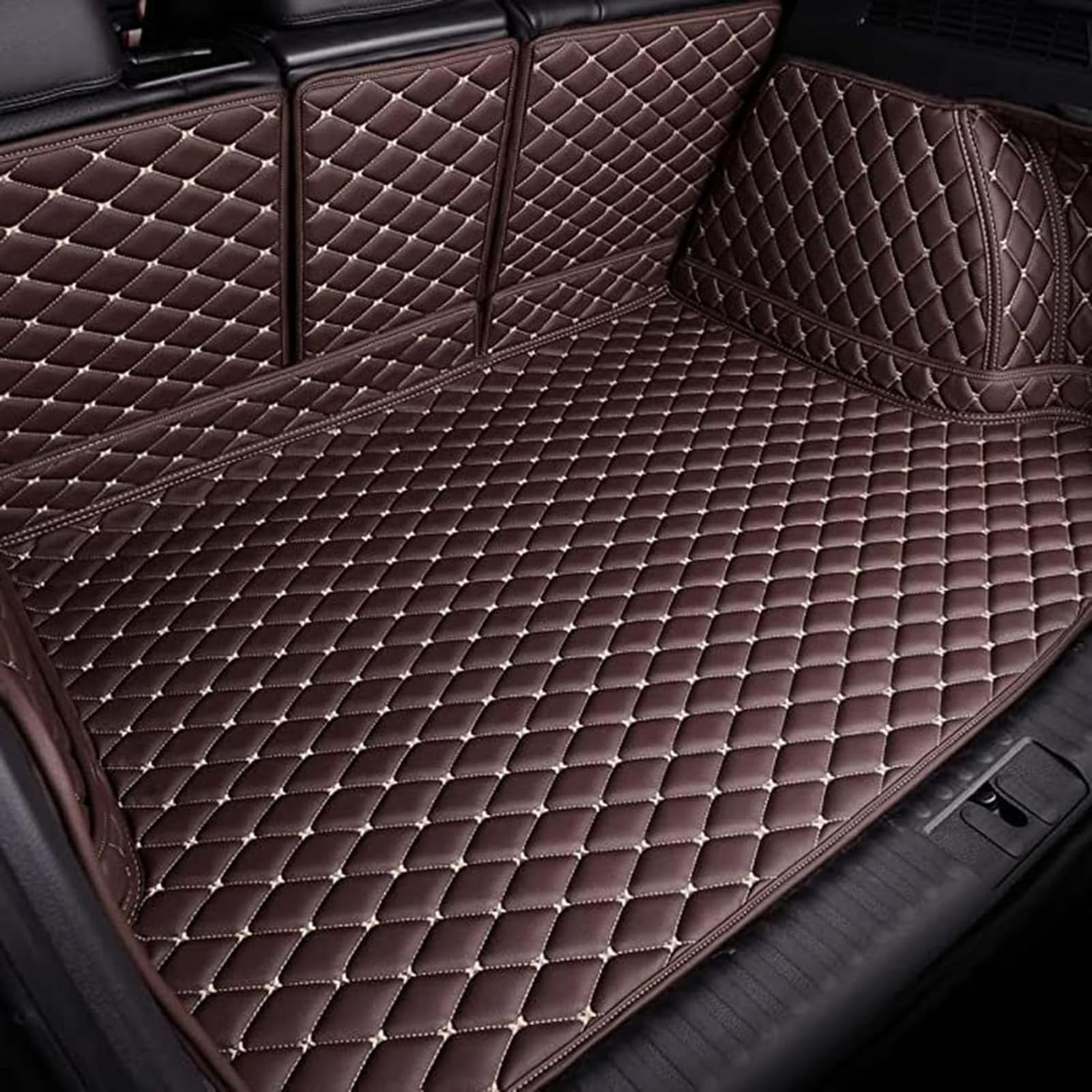 Car Trunk Full Coverage Leather Boot Mats, Rear Tray Cargo Liners Carpets Cover Waterproof Anti Slip Storage Durable Protection Floor Pad for Audi Q8 e-tron SUV 2023,J