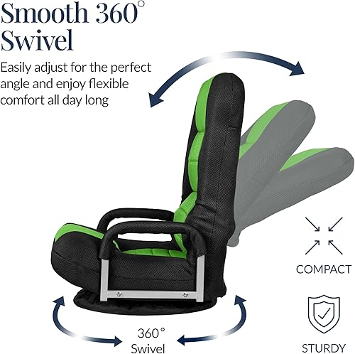 Miniatura 62 de Best Choice Products Silla giratoria para videojuegos de 360 grados, multiusos, para TV, lectura, jugar videojuegos, con soporte lumbar, asas de