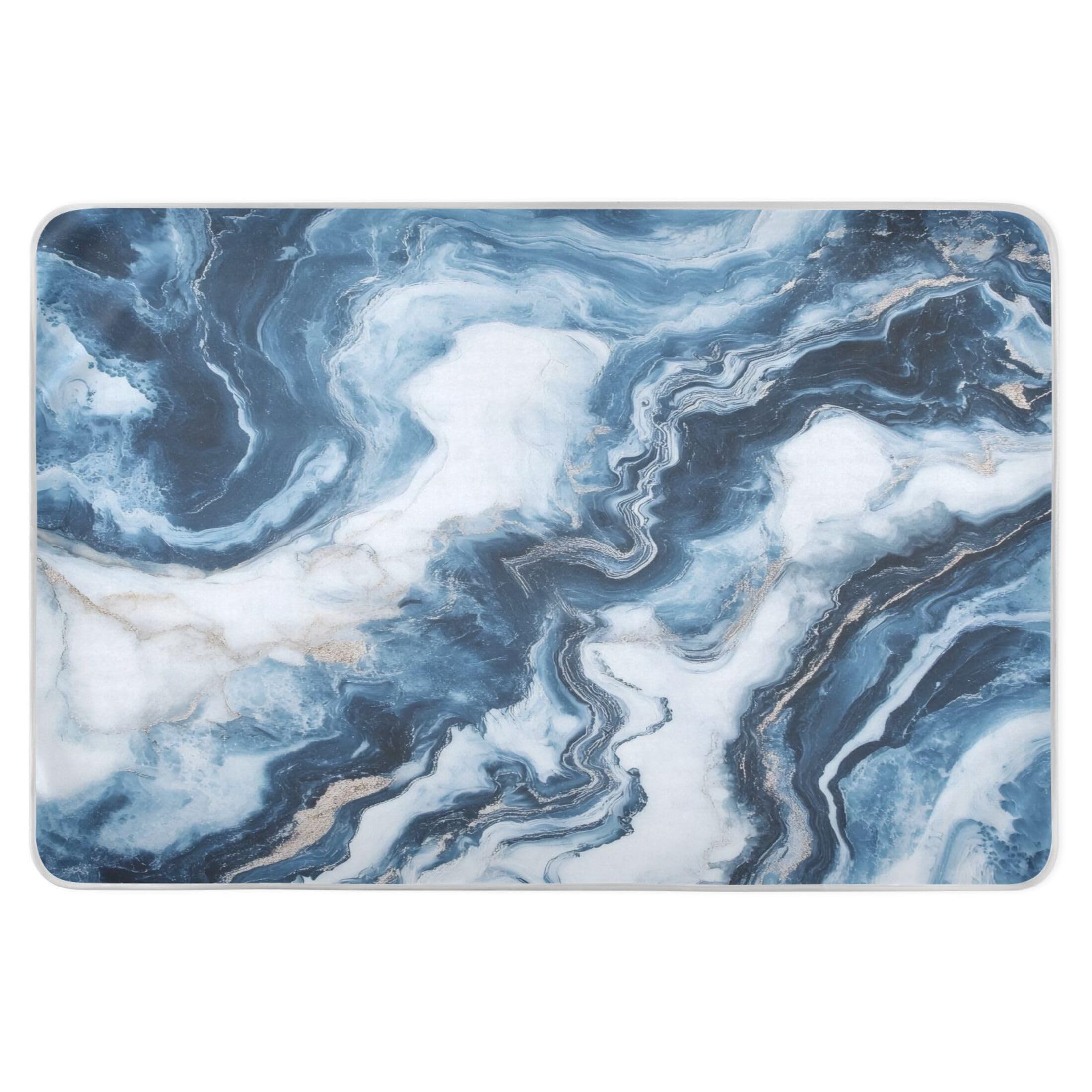 Takiito Blue White Marble Bed Pad Reusable Bed Underpad Washable Waterproof Leak-Proof Quick Dry Incontinence Pee Pad for Toddlers Kids Adults Pets 34x52 in