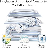 Vista 2 de Southshore Fine Living, Inc. 3-Piece Queen Comforter Set, Down Alternative Blue Comforter Full Size with 2 Pillow Shams, Microfiber Bedding Set