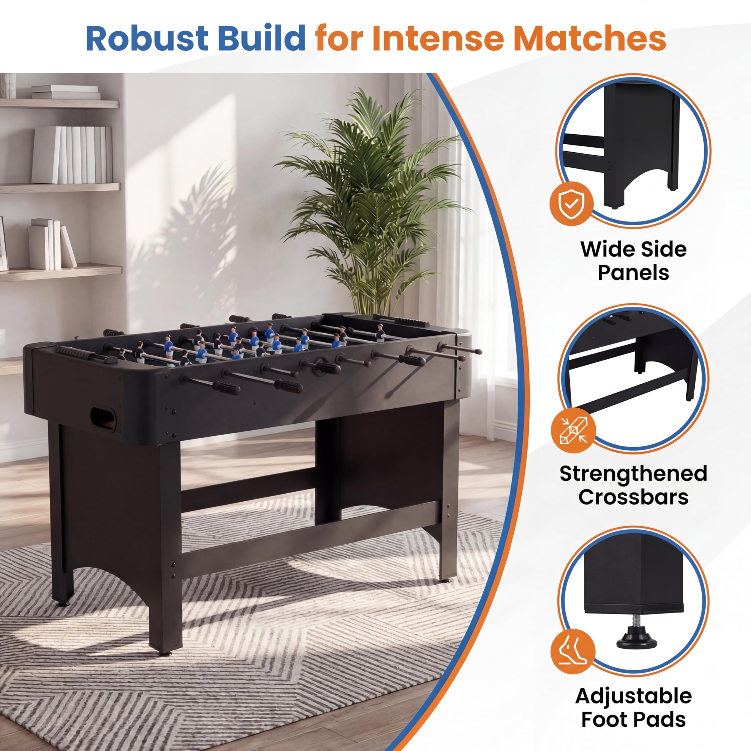 GOPLUS Table Baby-Foot avec 22 Joueurs et 2 Ballons, Table de Jeu Babyfoot avec Pieds Réglables et 2 Marqueur Manuel, pour 2-4 Adultes Enfants, Réunions Familiales et Fêtes, 103 x 58 x 79 cm