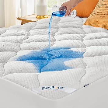 BEDLORE Waterproof Full Size Mattress Pad, Breathable Mattress Protector with 6-15 Inch Deep Pocket, Quilted Fitted Mattress Topper Bed Cover, Noiseless & Machine Washable