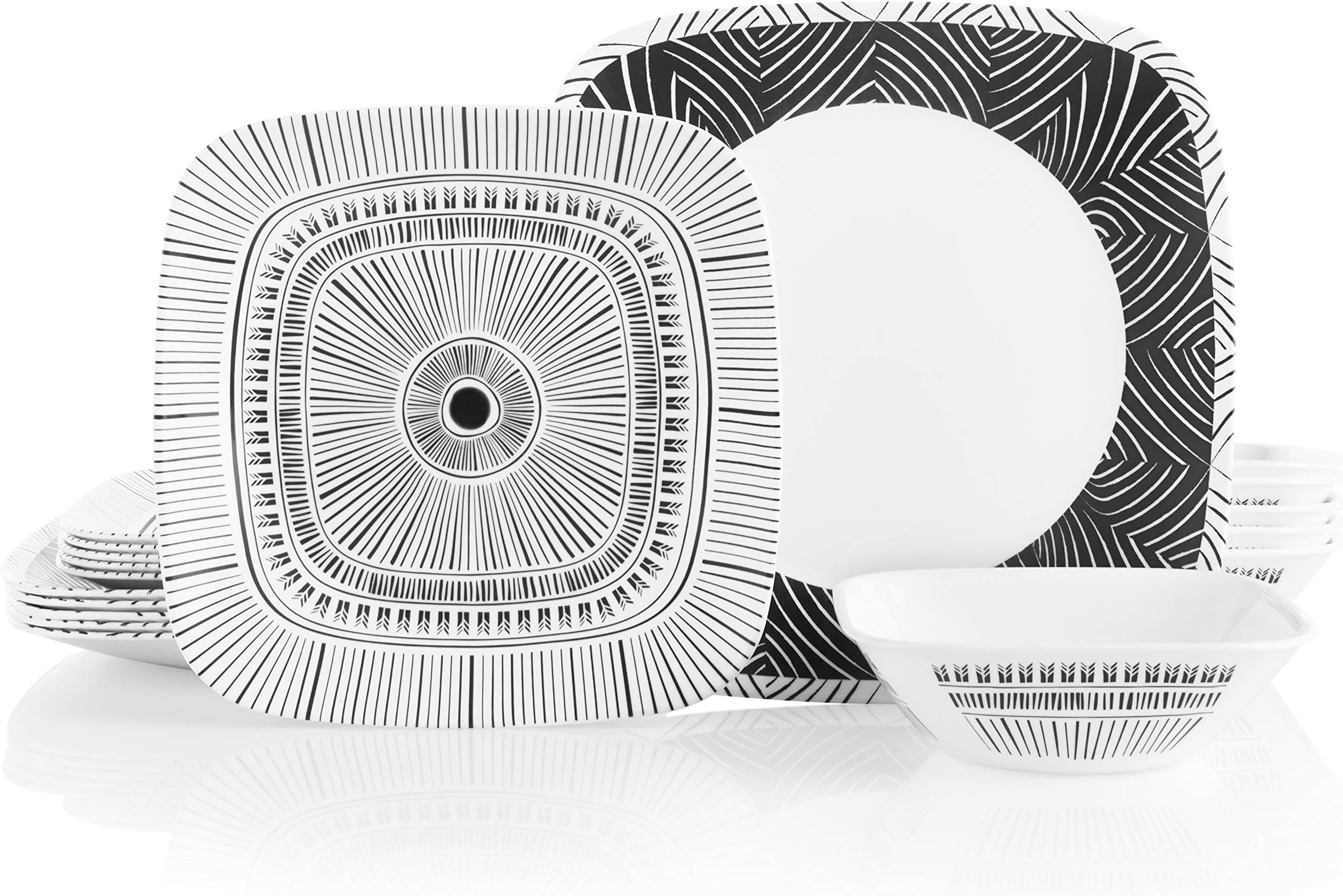 Corelle 18-Piece Service for 6, Chip Resistant Dinnerware Set, Imani, Model:18-Piece Dinnerware Set