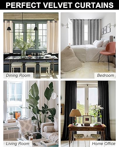 Miniatura 2 de SNITIE Cortinas de terciopelo blanco marfil de 84 pulgadas de largo con ojales, súper suaves, reducen el ruido, gruesas filtrantes de luz, para sala