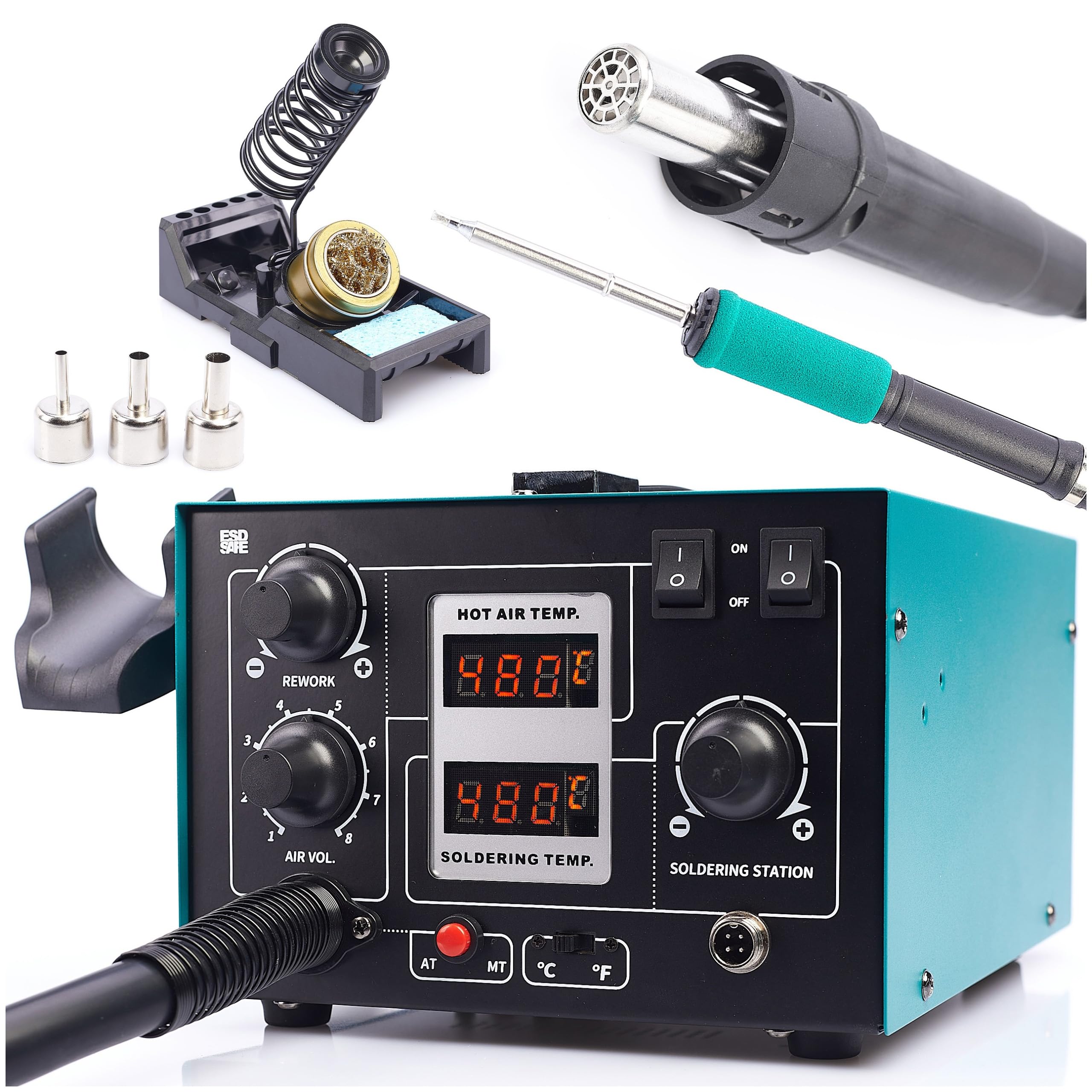 Stacja Lutownicza 2w1 Hot Air Techrebal 706 II Lutownica Grotowa Kolbowa Precyzyjna Mocna Na Groty T12