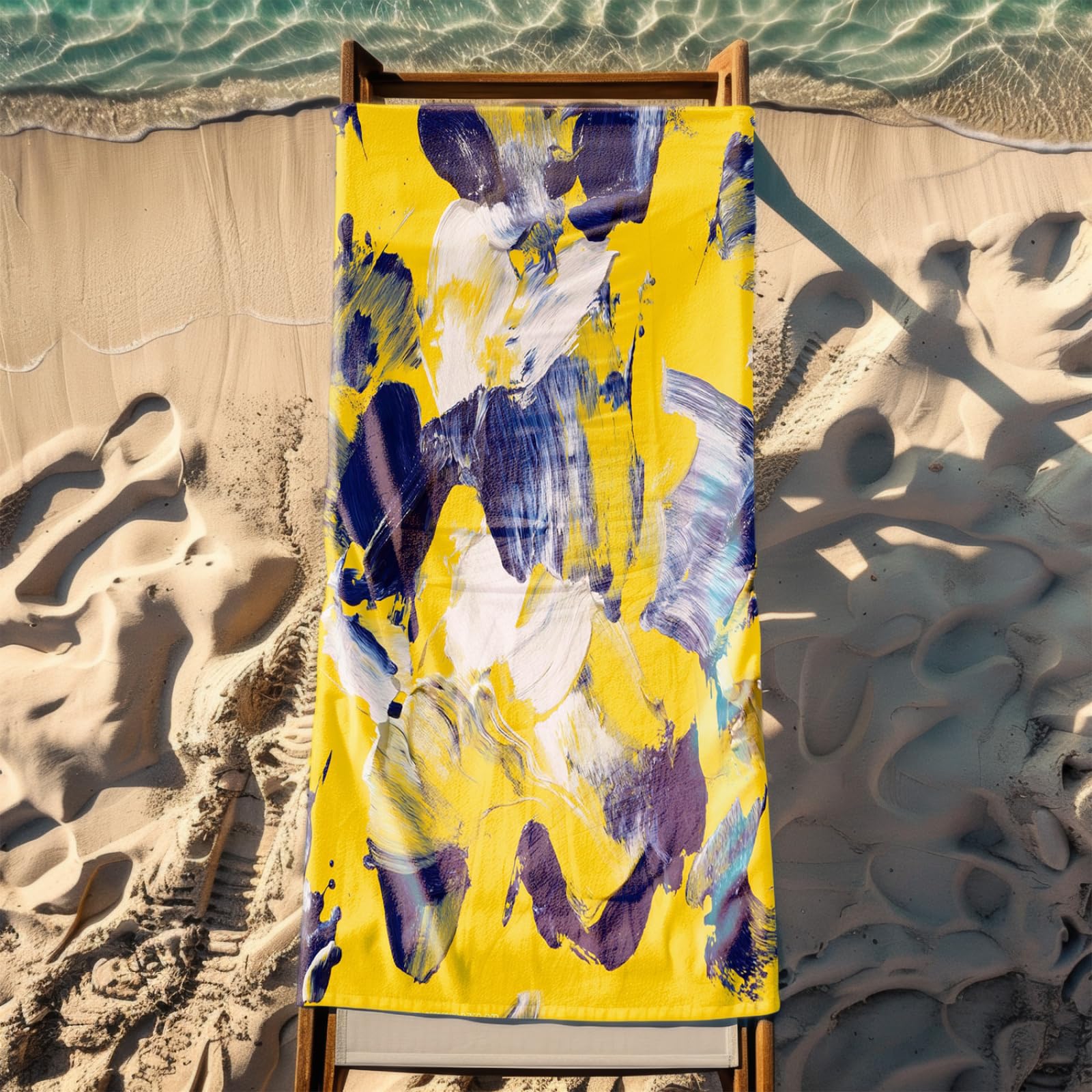 Genérico Toalla Playa 90X180 Azul Amarillo