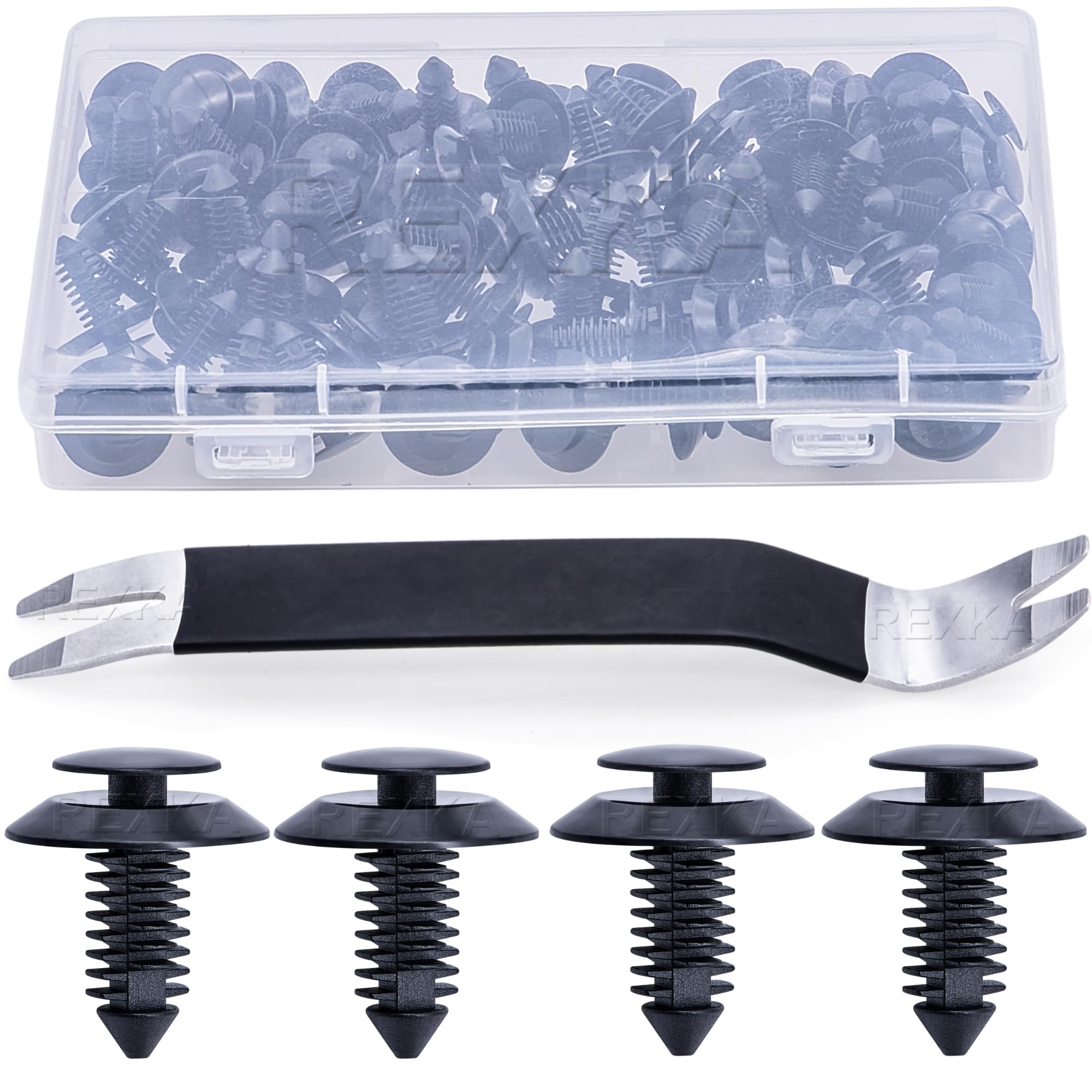 Rexka 51pcs Door Trim Panel Retainers Clips Fastener for Ford N801925-S Lincoln Mercury Bronco F150 Mustang F-250 F-350 - Multipurpose Auto Trim Body