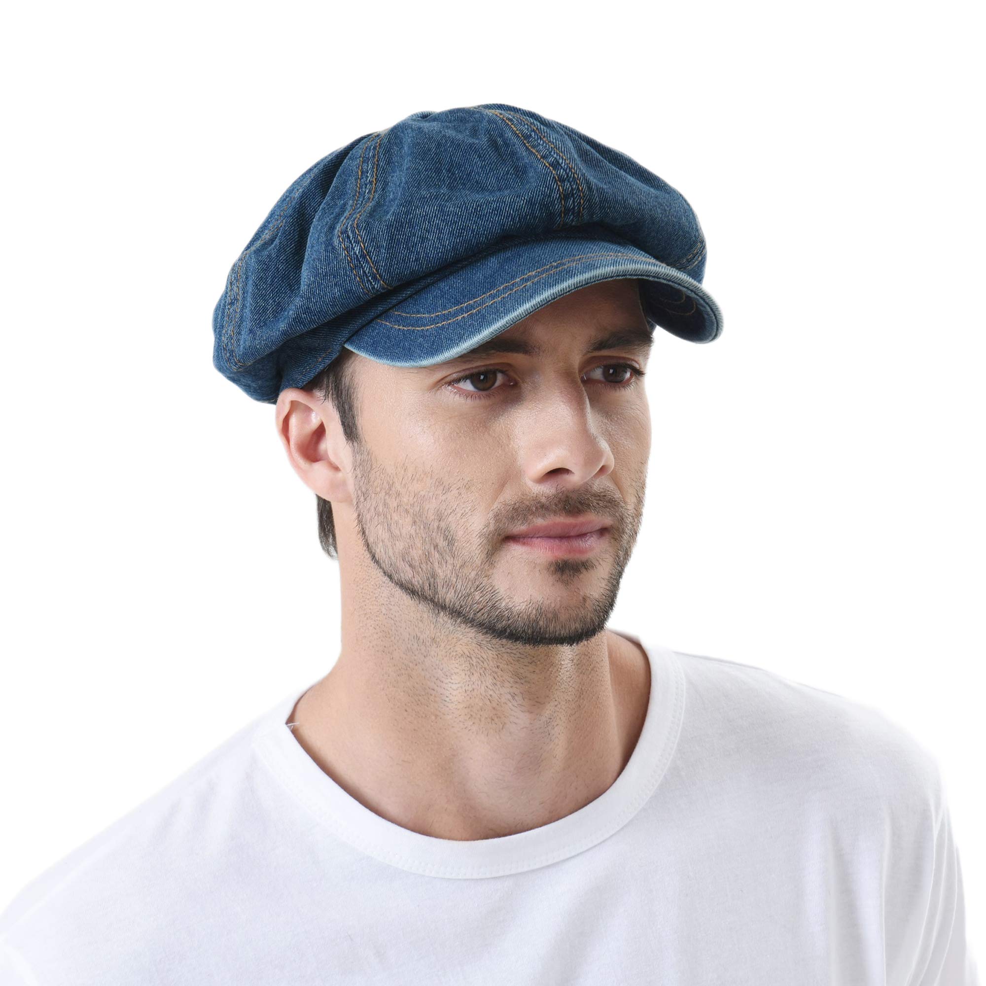 WITHMOONS Denim Cotton Newsboy Hat Baker Boy Beret Flat Cap KR3613